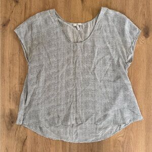 Joie Micro-Print Scoop Neck Silk Tee